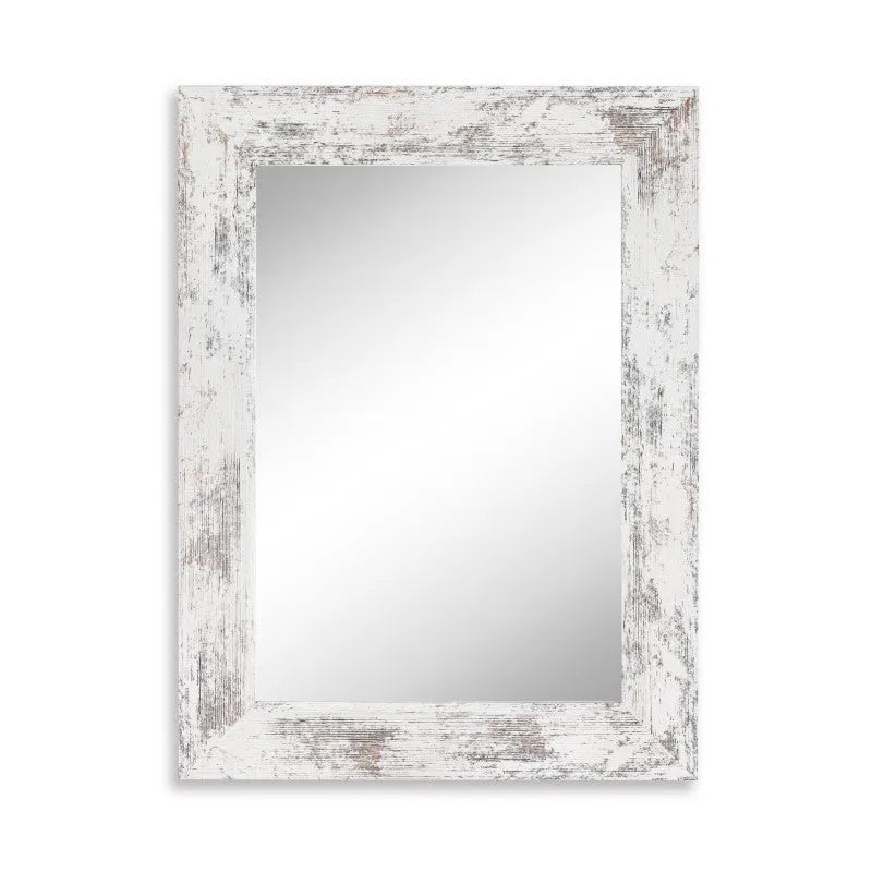 Wall-mounted modern pastoral style bathroom mirror with retro Chinese details in Little White