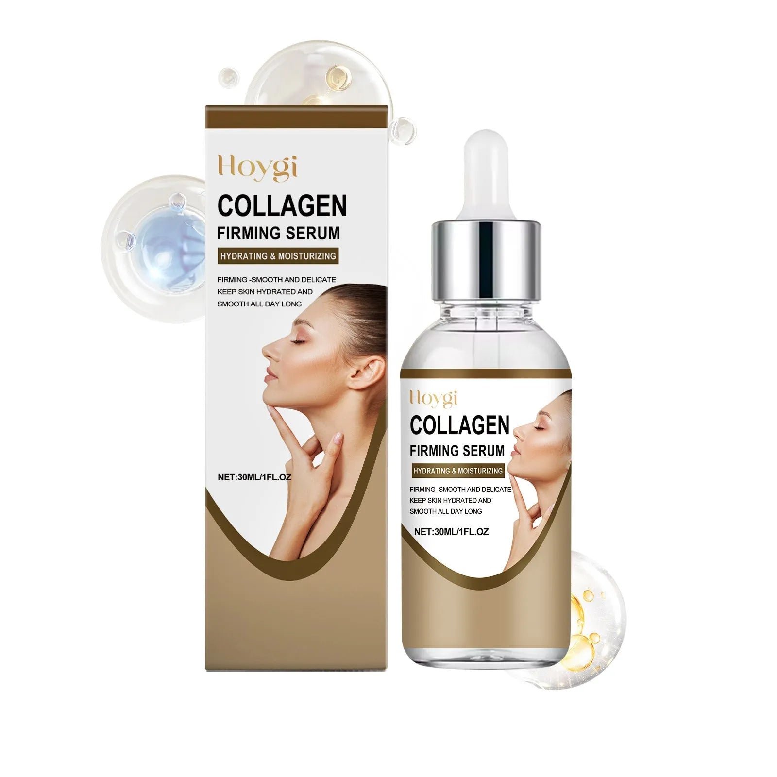 Collagen firming care solution 30ml bottle with hyaluronic acid, 2.8 x 2.8 x 10.3 cm