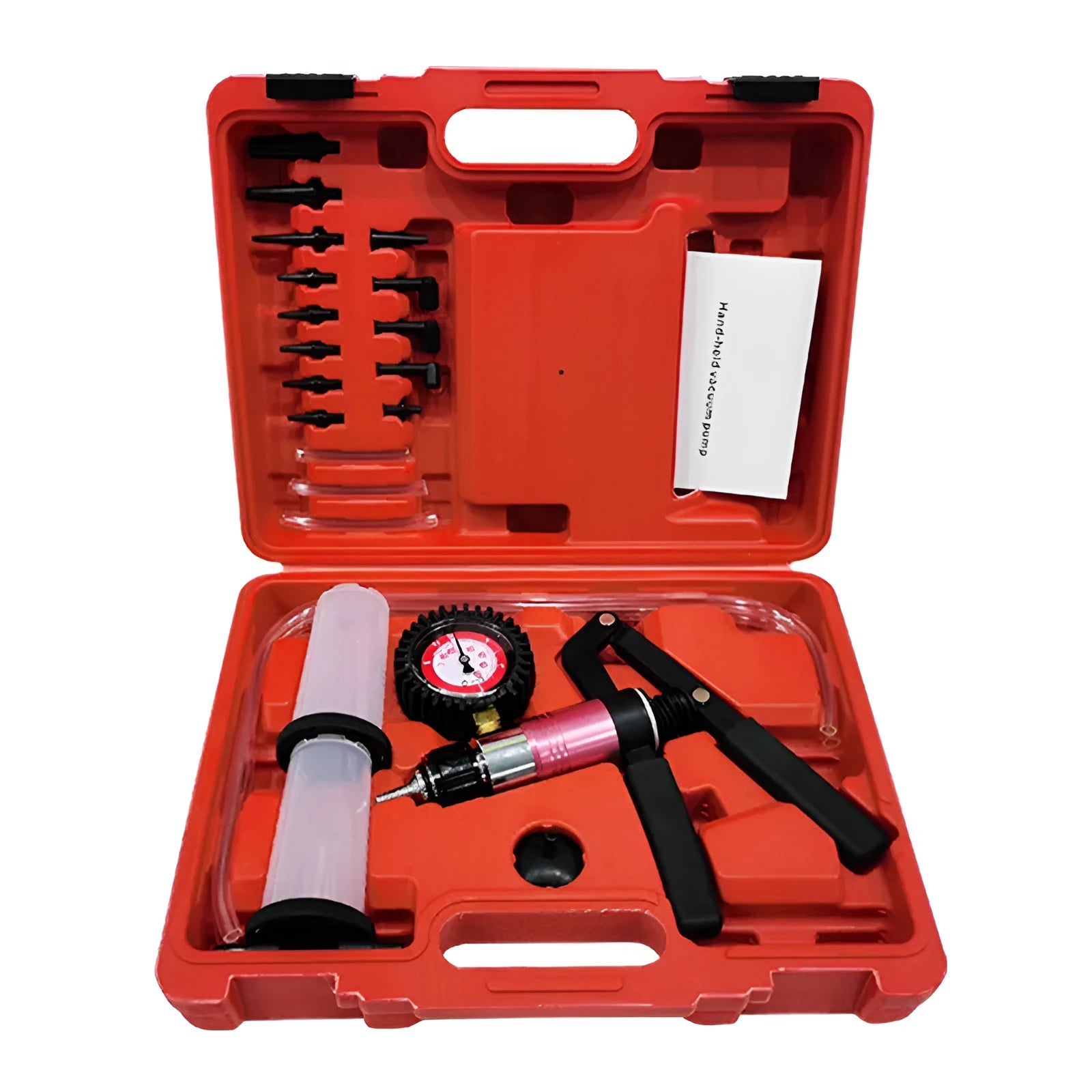 Manual aluminium alloy vacuum air blow gun tool for car repair on a workbench.