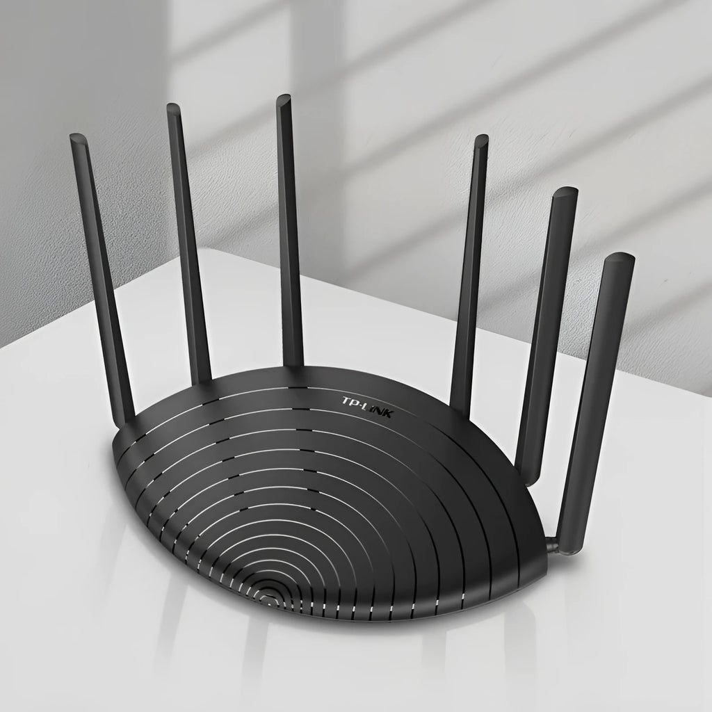 TL-WDR7661 AC1900 Gigabit wireless router with compact black chassis measuring 254mm wide