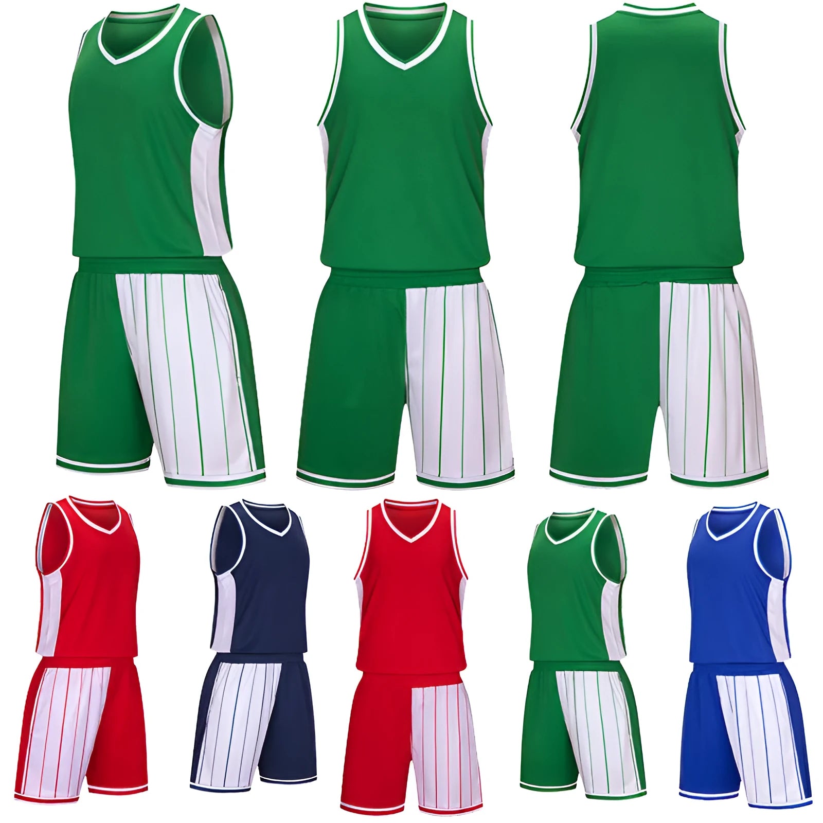 Men's quick-drying basketball suit set in dream blue showing jersey and shorts for summer sports training