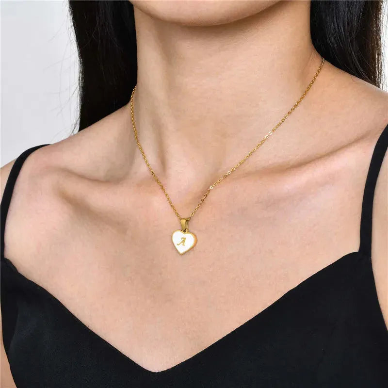 Gold plated heart-shaped necklace with letter personalisation on 45cm adjustable chain