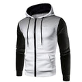 Men's zipper hooded panel sweatshirt in blue with full front zip and attached hood