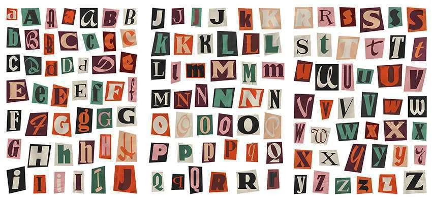 Set of cute style English letter A B C D E and weekly word decoration stickers.