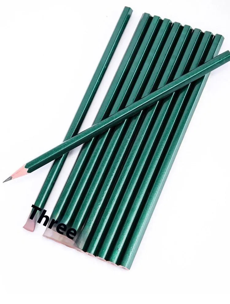 Green hexagonal wooden drawing pencils showing HB and 2B markings in a 10-pack set