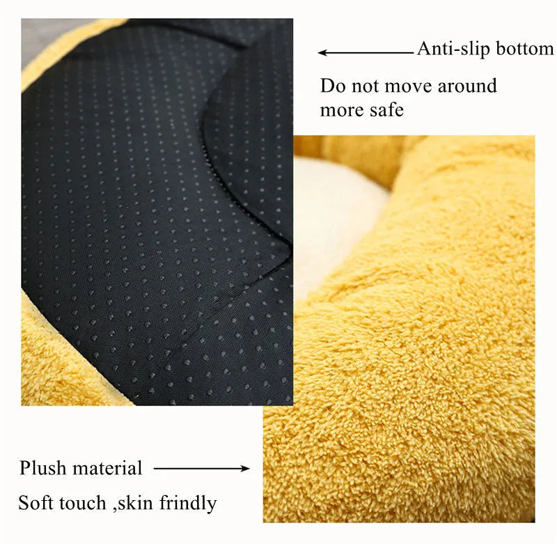 Corgi shaped plush pet bed for dogs and cats in Size L, PP cotton filled, beige and brown colours