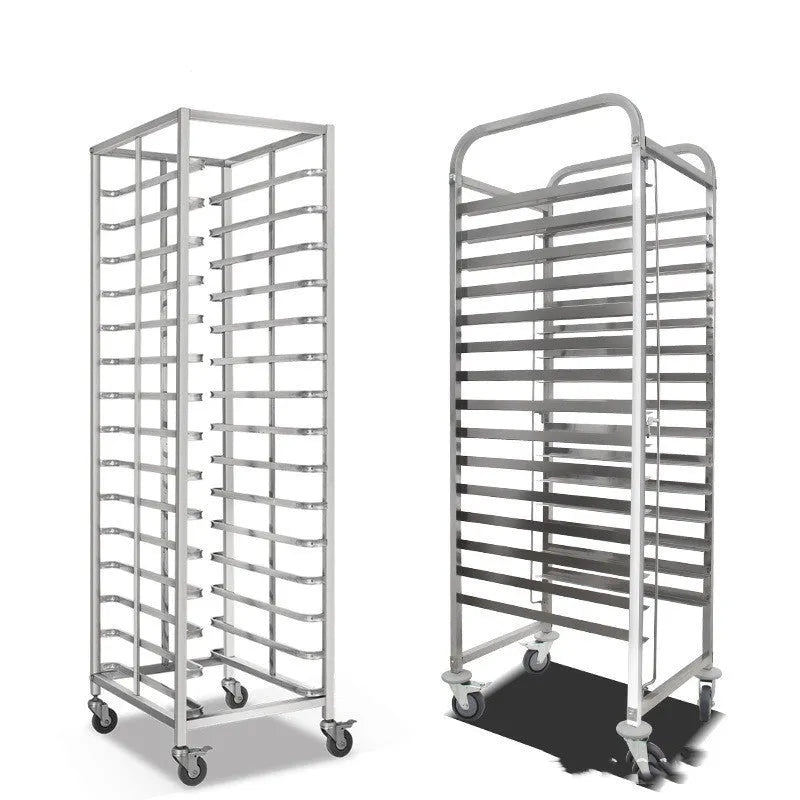 Stainless steel 6-layer baking tray rack with locking mechanism for 40x60cm commercial trays