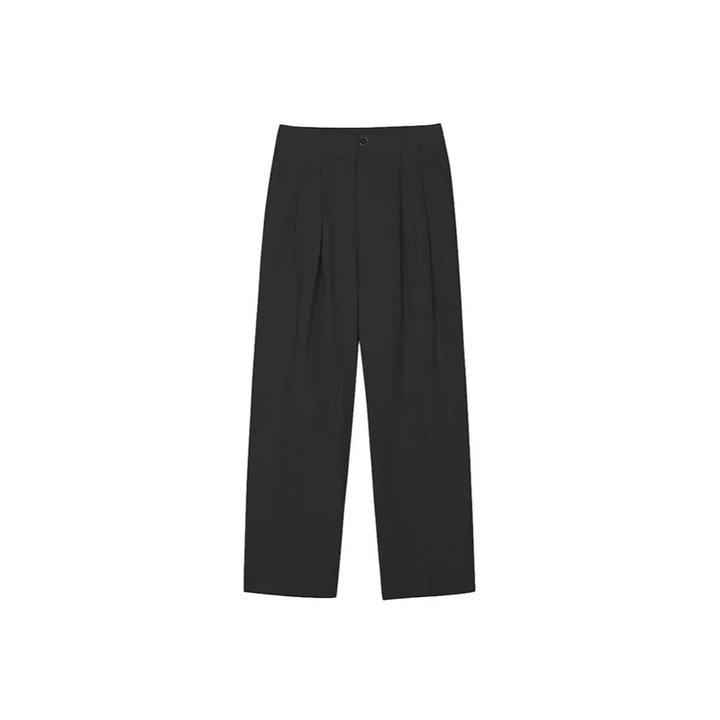 Men's Korean-style wide-leg cotton linen trousers in apricot colour with micro-elastic waist