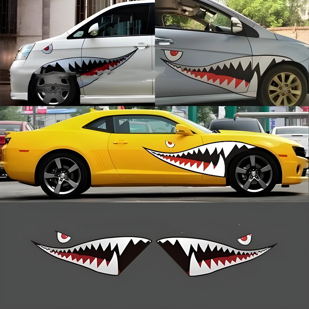 Large shark design car sticker measuring 150cm in length for vehicle decoration