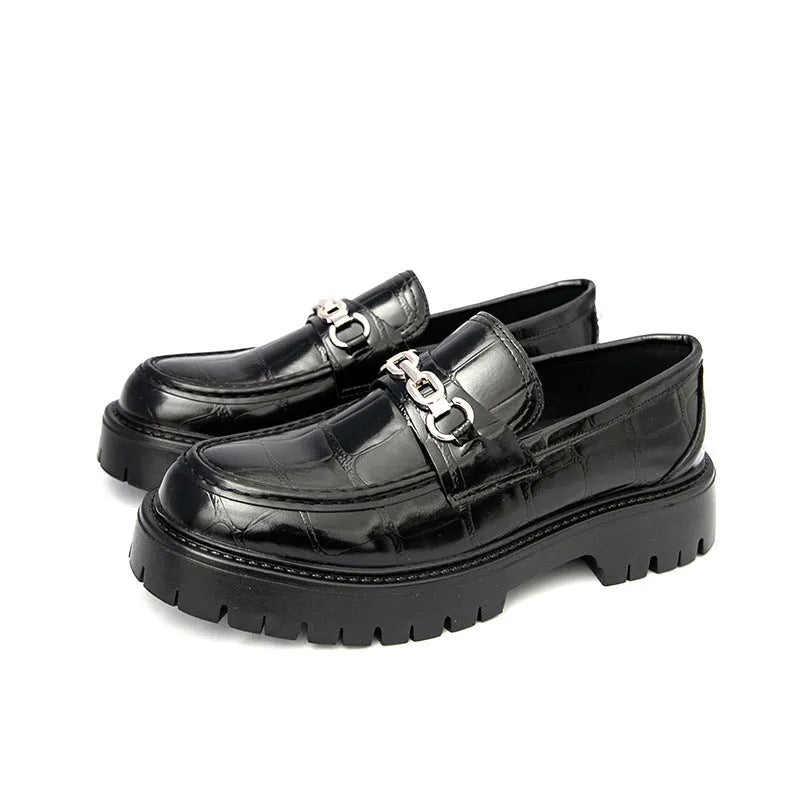 Men's crocodile pattern loafers flat heel in black, brown, and yellow, sizes 38 to 46, British style autumn shoes