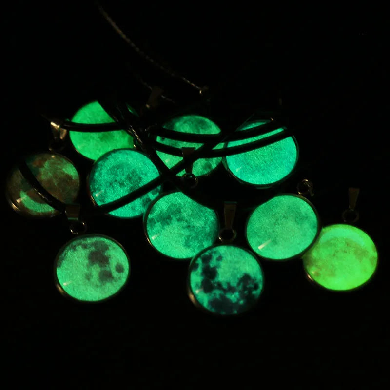 Luminous Christmas moon night sky constellation pendant necklace with adjustable alloy chain