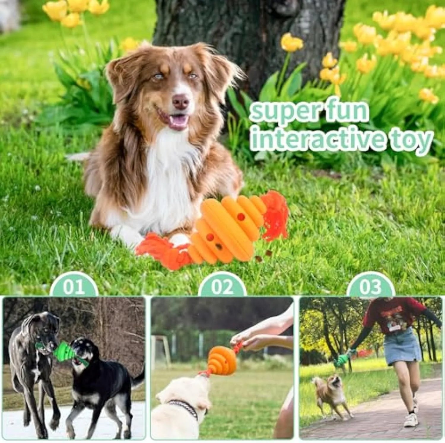 Green and yellow dog ball with rope toy for large breeds with treat dispenser