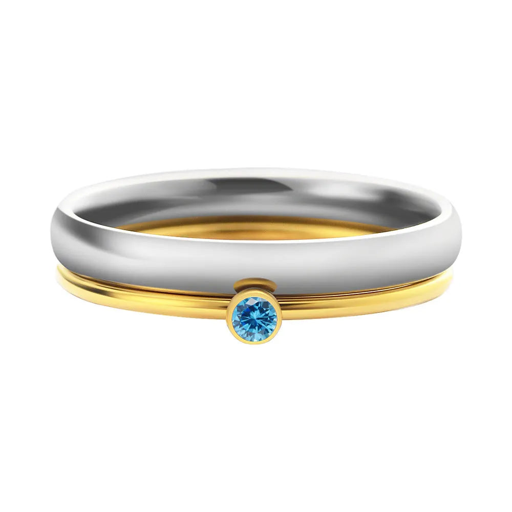 December birthstone engraved titanium steel ring with geometric design and electroplated finish