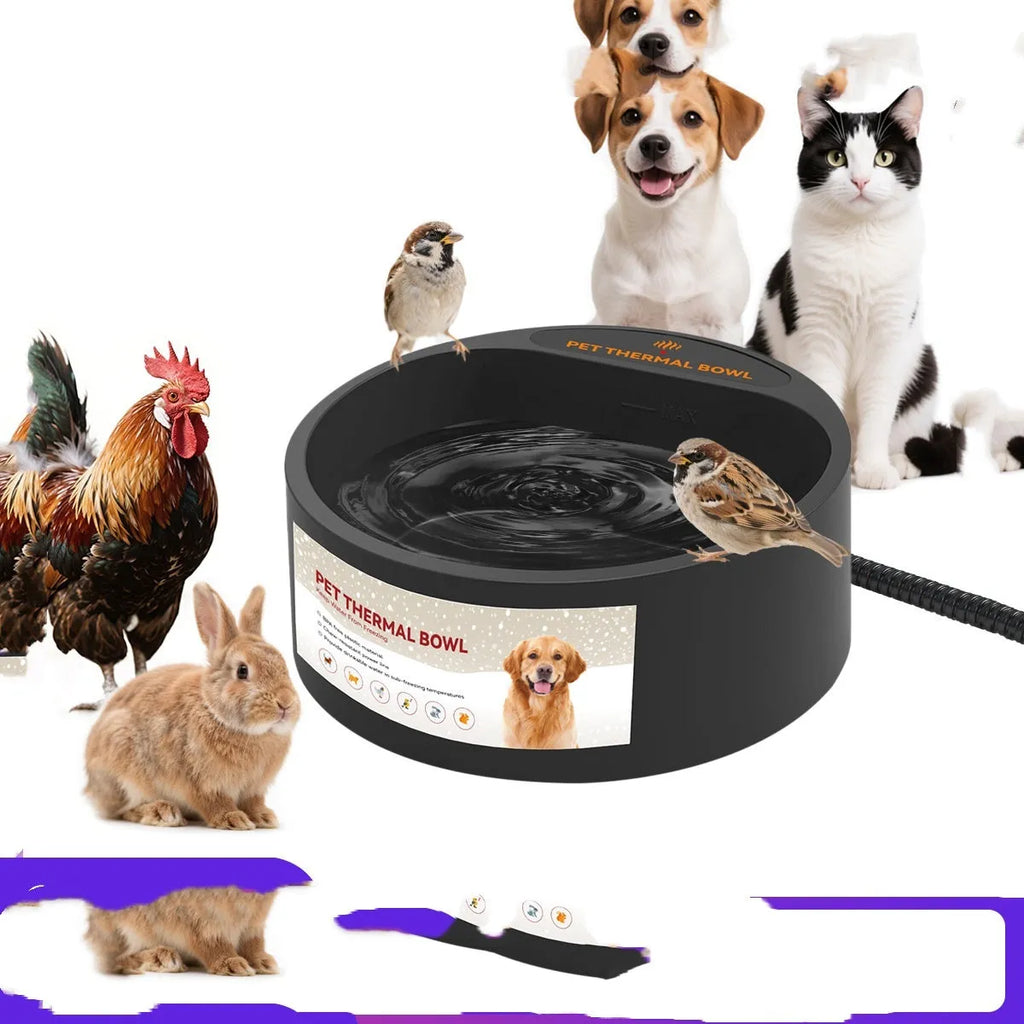 Black ABS plastic pet heating bowl with 2.2 litre capacity for temperature-controlled feeding