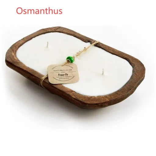 Lavender wooden basin aromatherapy candle with three wicks, soy wax, 230g net content.