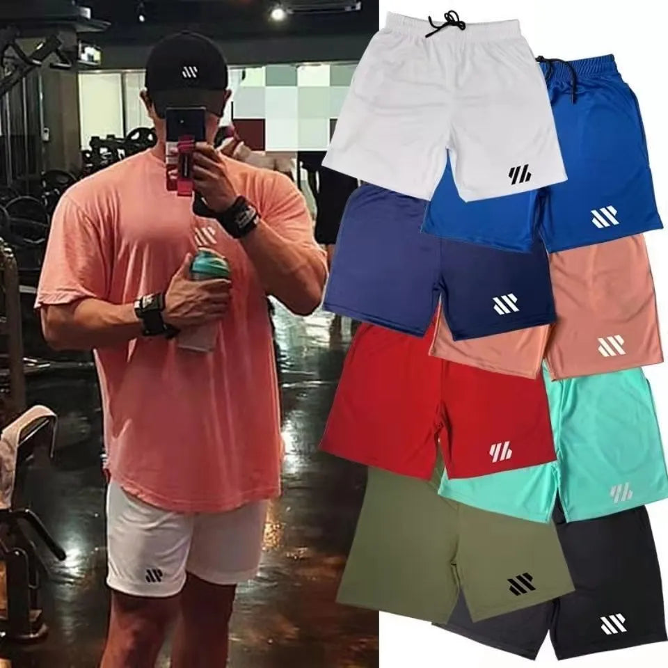 Metallic silk fabric men's running shorts in loose fit design with no liner
