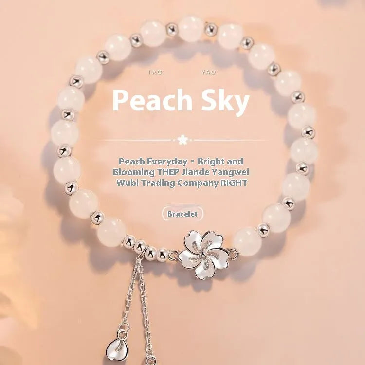 New Chinese style resin beaded couple bracelet with camellia and lotus flower motifs in S493 men's and women's sizes