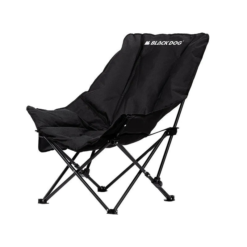 Night black folding moon chair with Oxford cloth seat folded flat for storage