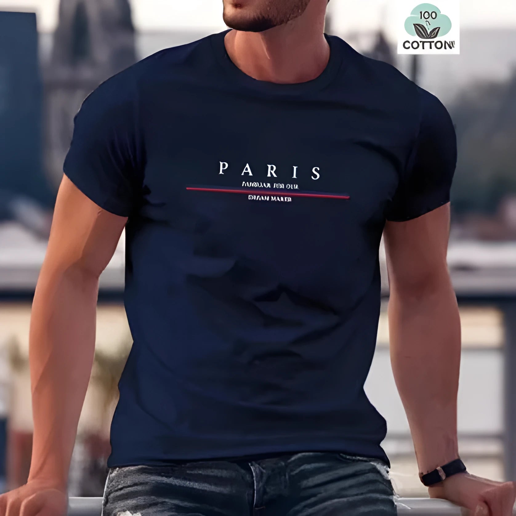 Men's loose fit pure cotton short-sleeved T-shirt with letter printing in apricot colour