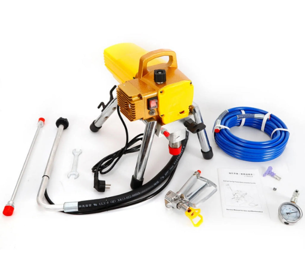 Blue portable electric airless spraying machine with spray gun and 50cm extension rod.