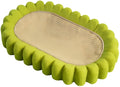 Green oval cat scratch pad bowl measuring 650mm serving as scratching board and cat bed