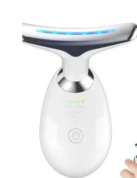 Beauty neck fade care massage instrument with ultrasonic infrared colour light functions in white