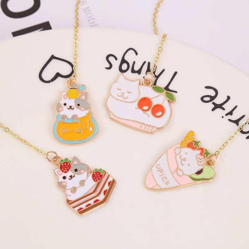 Jane Lime Foodie cartoon cat metal bookmark with food-themed pendant designs