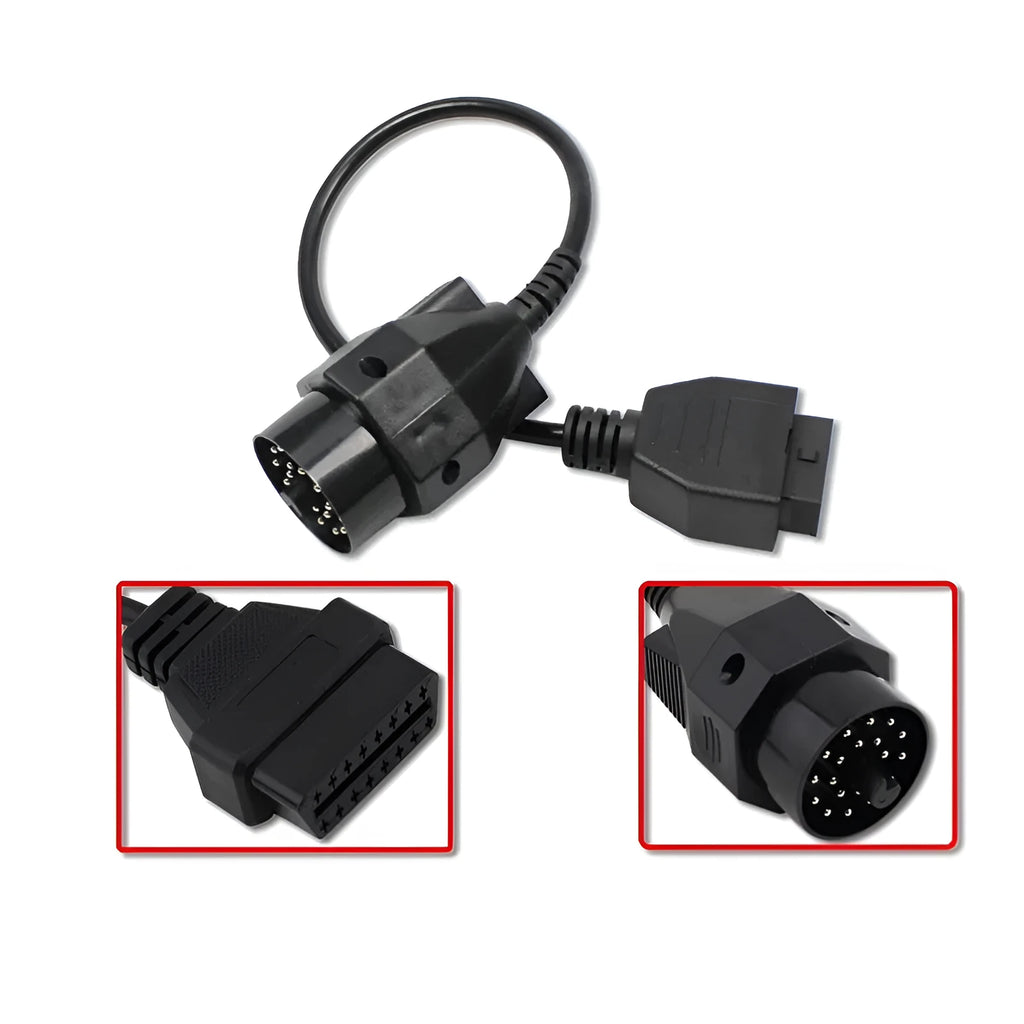 BMW 20-pin to 16-pin OBD2 diagnostic cable adapter with connecting cables