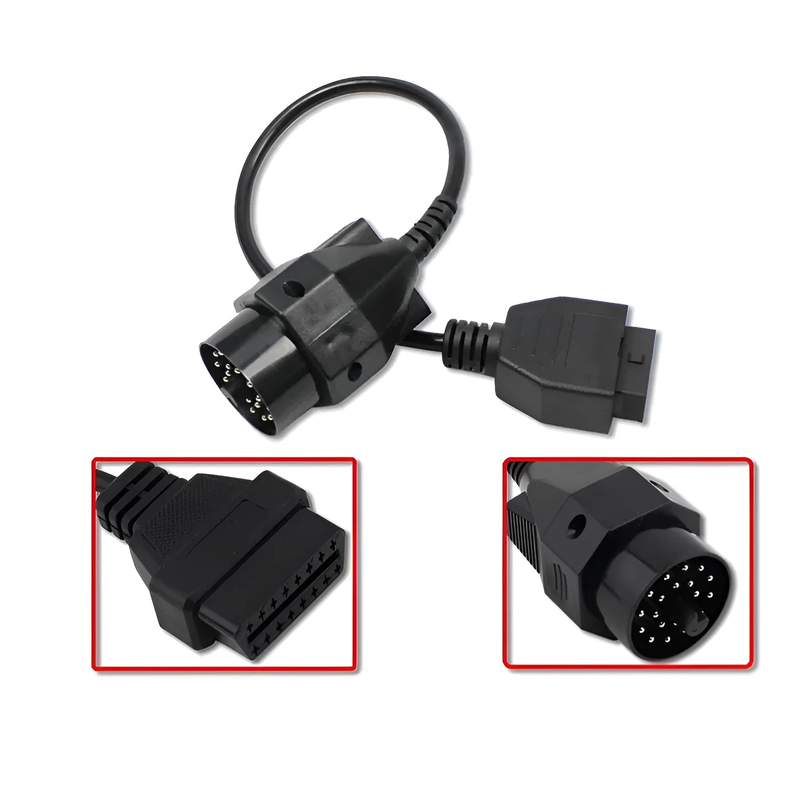 BMW 20-pin to 16-pin OBD2 diagnostic cable adapter with connecting cables