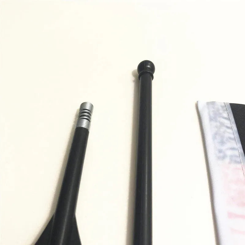 Handlebar flagpole with plastic pole and square polyester flag for bicycle and motorcycle attachment