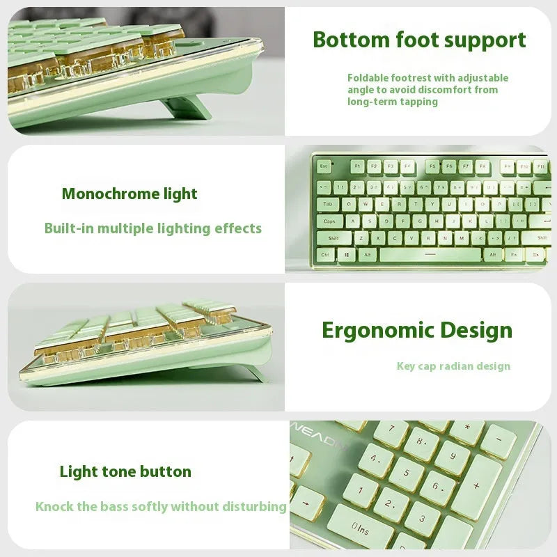 Prewalker V3 keyboard and mouse suit in retro green colour with mechanical feel keys