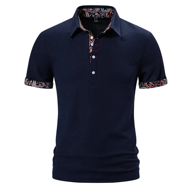 Men's cotton blend polo shirt with turnover collar and colour stitching in three colour options