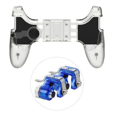 Black wired mobile phone game controller with physical buttons for gaming
