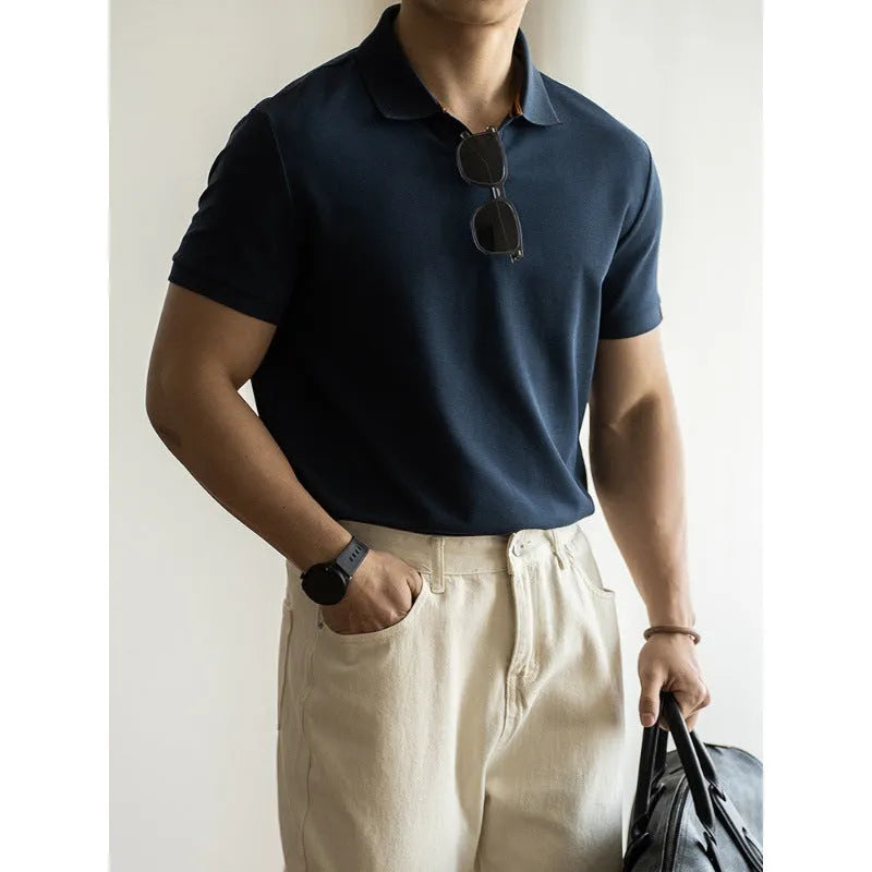 Men's short-sleeved polo shirt in cotton blend fabric available in multiple sizes