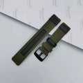 Oxford cloth watch strap in Army Green and Camouflage showing 20mm 22mm 24mm sizes