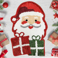 Christmas-themed hallway runner mat with printed geometric and festive patterns on polyester pile