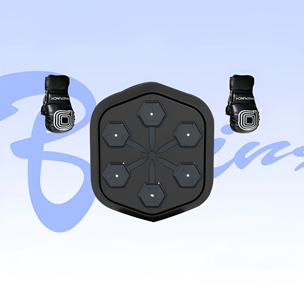 Black smart boxing machine with Bluetooth link and 200kg strike capacity