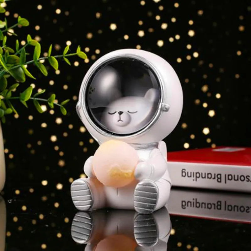 Starry sky animal night light resin LED lamp 9.5x10.5x13cm bear kitten puppy room decor
