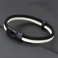 Black and white woven Milan rope hand strap with metal alloy end fittings
