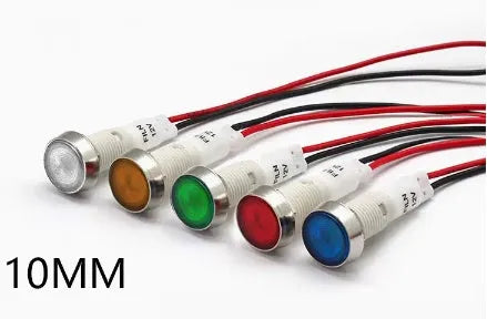 10mm stainless steel edge indicator light with wire flat end metal body in multiple colours