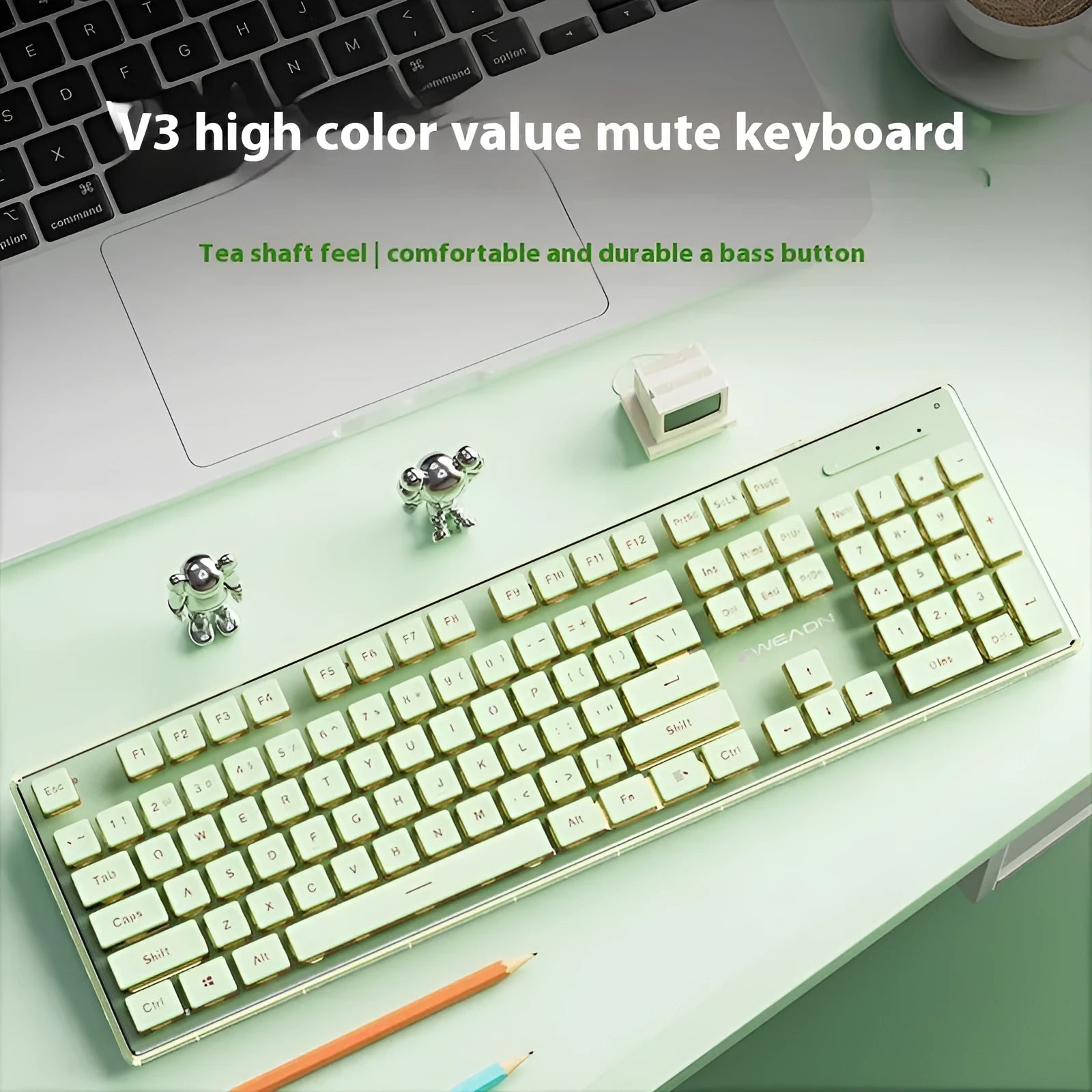 Prewalker V3 keyboard and mouse suit in retro green colour with mechanical feel keys