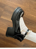 Women's beige and black PU Mary Jane shoes with a 6cm chunky heel and shallow round toe.